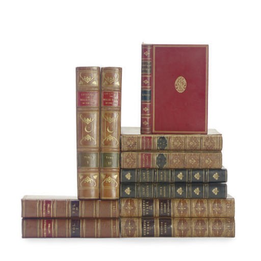 A GROUP OF LEATHER BOUND BOOKS,