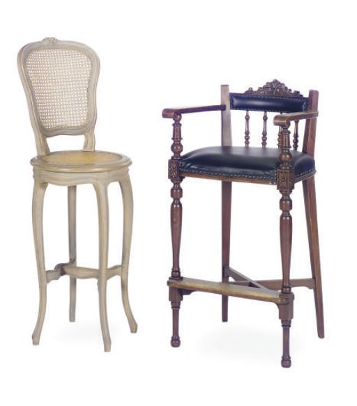 A SET OF FOUR GREY-PAINTED AND CANED STOOLS,
