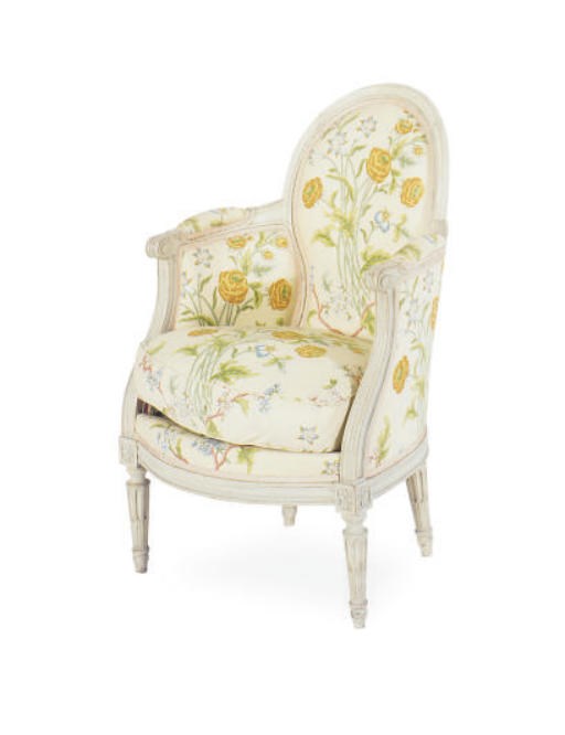 A LOUIS XVI CREAM PAINTED CHILD'S BERGERE,
