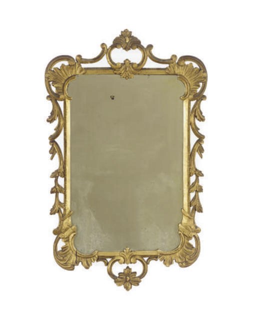 A GILTWOOD WALL MIRROR,