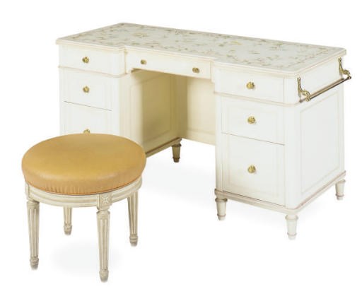 A CREAM AND POLYCHROME PAINTED DRESSING TABLE,