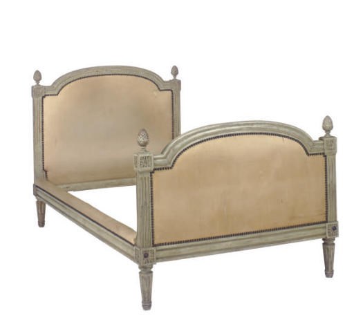 A FRENCH GREY-PAINTED BED FRAME,