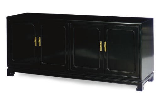 A BLACK LACQUER SIDEBOARD CABINET,