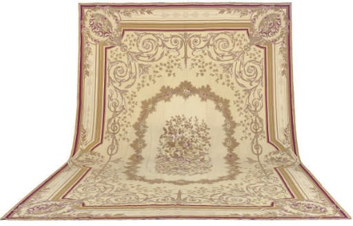 AN AUBUSSON STYLE NEEDLEPOINT CARPET,