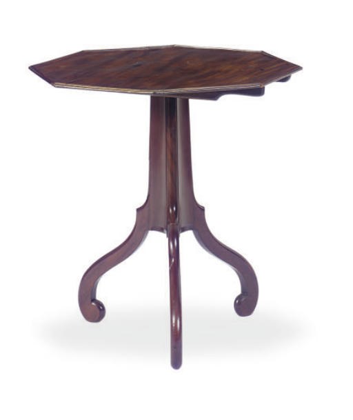 A WALNUT OCTAGONAL TEA TABLE,