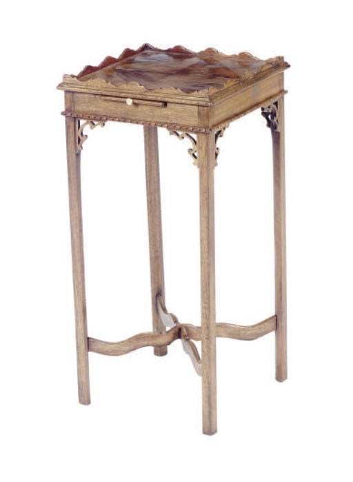 AN ENGLISH MAHOGANY URN STAND,