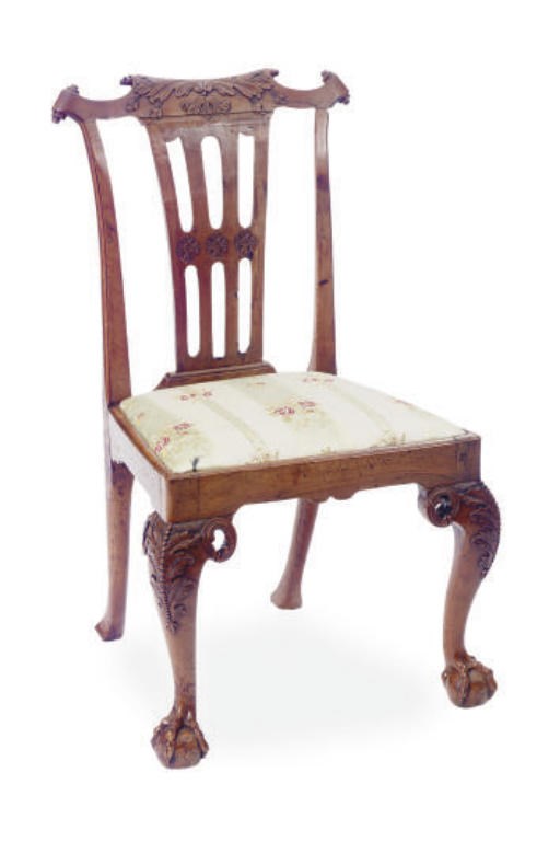 A GEORGE II WALNUT SIDE CHAIR,