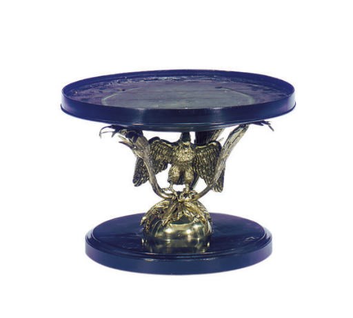 AN EBONIZED AND BRASS EAGLE-FORM LOW TABLE BASE,