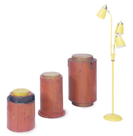 THREE PAINTED WOOD MOLDS,
