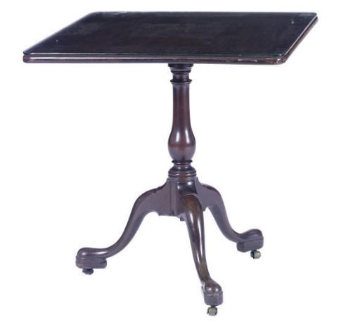 AN ENGLISH MAHOGANY TILT-TOP TRIPOD TABLE,