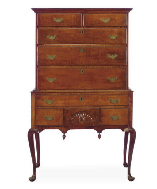 AN AMERICAN QUEEN ANNE MAPLE HIGHBOY,