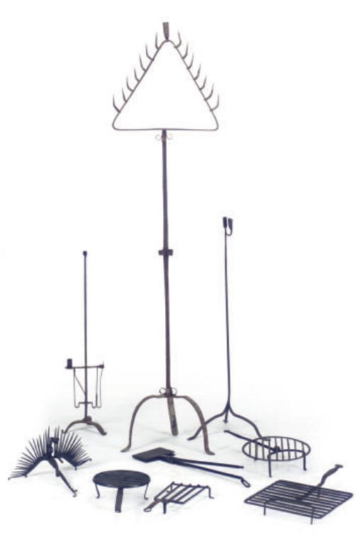 A GROUP OF THREE WROUGHT IRON TORCHERES,