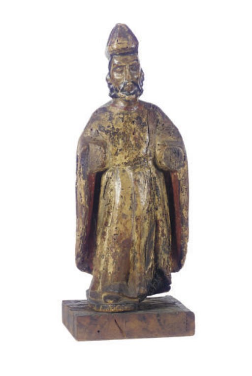 A SPANISH COLONIAL POLYCHROME-PAINTED WOOD FIGURE OF A SAINT,