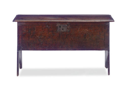AN ENGLISH OAK PLANK CHEST,