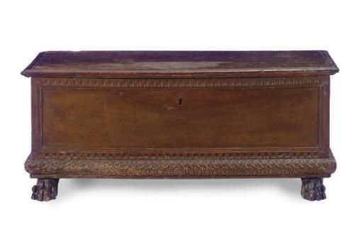 AN ITALIAN WALNUT CHEST,