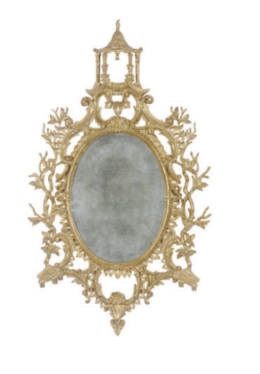 A GILTWOOD MIRROR,
