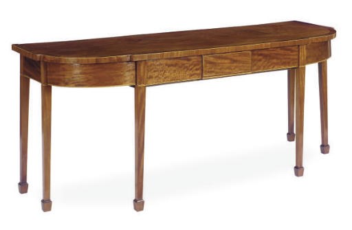 AN ENGLISH MAHOGANY AND CROSSBANDED SERVING TABLE,
