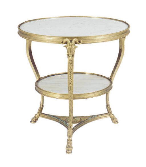 A GILT-METAL AND MARBLE GUERIDON,