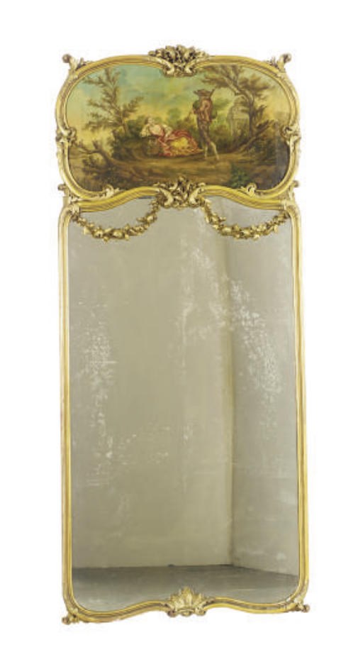 A PAIR OF FRENCH GILTWOOD AND PAINTED TRUMEAUS,