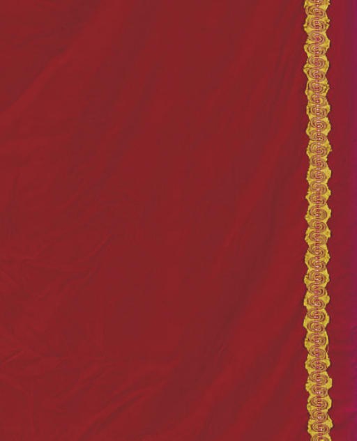 A SELECTION OF RED VELVET AND GOLD CURTAINS,