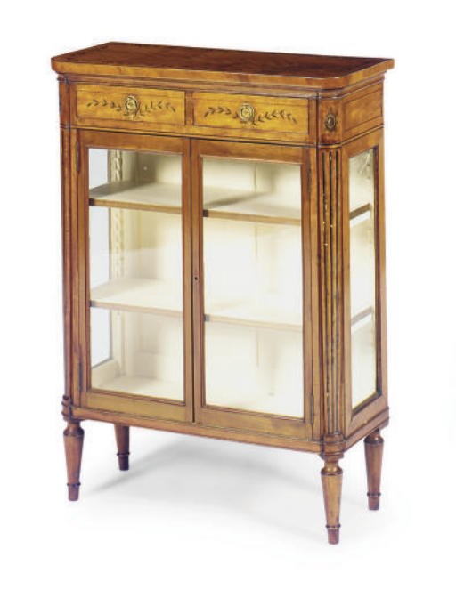 AN EDWARDIAN SATINWOOD AND PAINT-DECORATED CABINET,