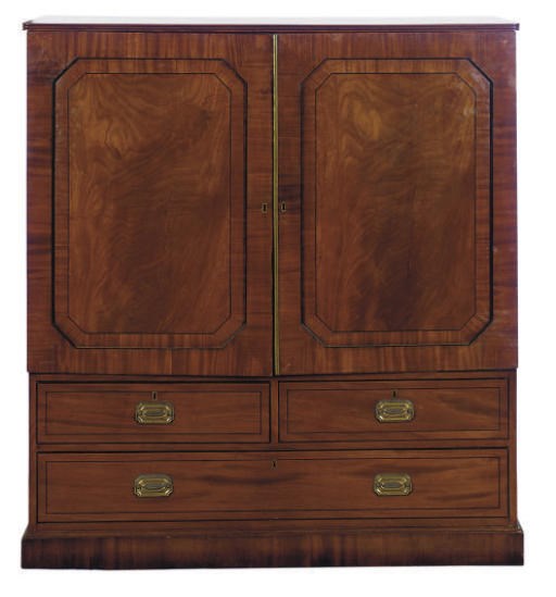 A PAIR OF ENGLISH MAHOGANY SIDE CABINETS,