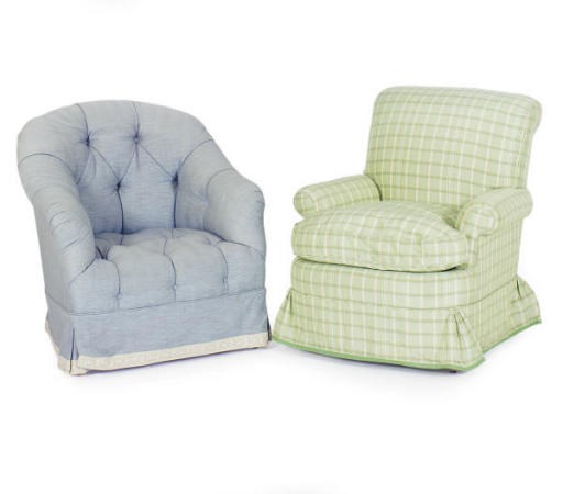 TWO UPHOLSTERED ARMCHAIRS,
