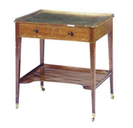 AN ENGLISH MAHOGANY WRITING TABLE,