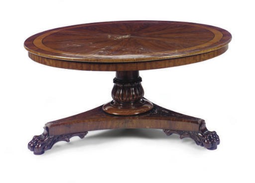 A WILLIAM IV MAHOGANY AND CROSSBANDED TILT-TOP BREAKFAST TABLE,