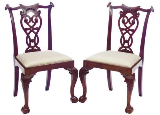 A PAIR OF ENGLISH MAHOGANY SIDE CHAIRS,