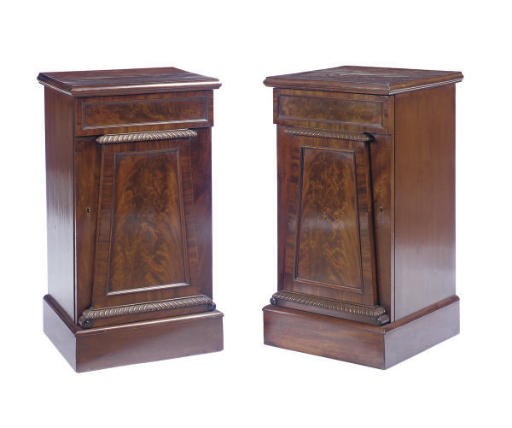 A PAIR OF ENGLISH MAHOGANY SIDE CABINETS,