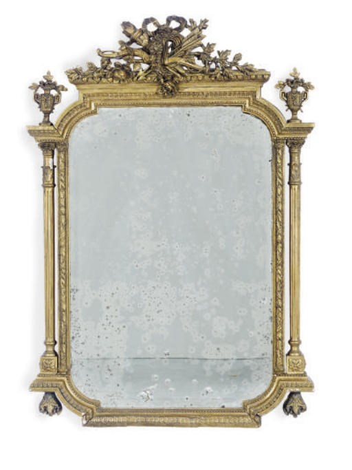A FRENCH GILTWOOD AND GILT-COMPOSITION MIRROR,