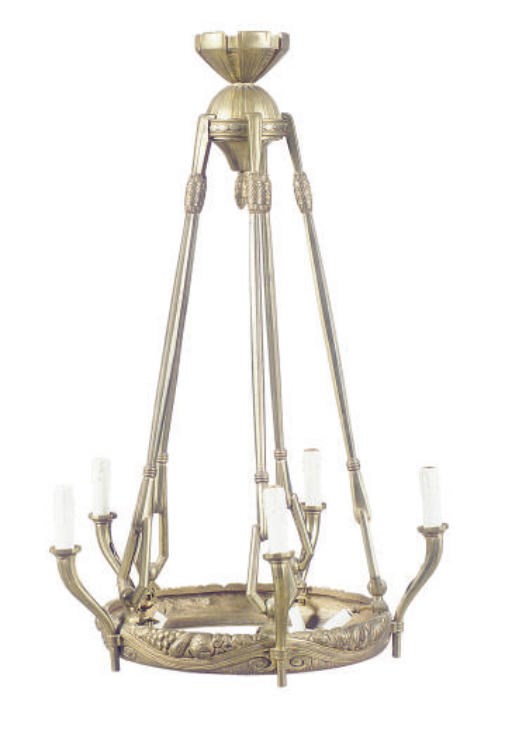 A GILT-BRONZE FIVE-LIGHT CHANDELIER,