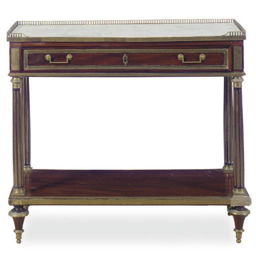 A NORTH EUROPEAN GILT-METAL MOUNTED MAHOGANY CONSOLE DESSERTE,
