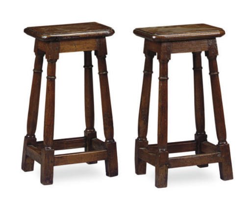 A PAIR OF FRENCH OAK SIDE TABLES,