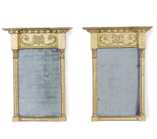 A PAIR OF ENGLISH GILTWOOD AND GILT-COMPOSITION MIRRORS,