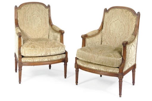 A PAIR OF FRENCH BEECHWOOD BERGERES,