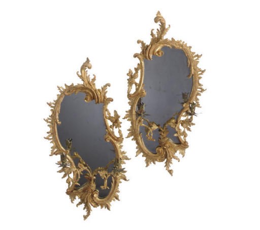 A PAIR OF GILTWOOD GIRANDOLES,