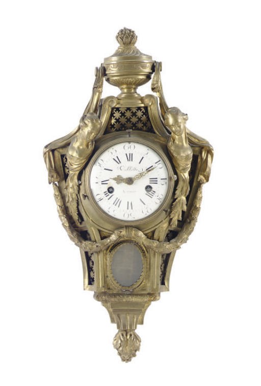 A FRENCH GILT-BRONZE CARTEL CLOCK,