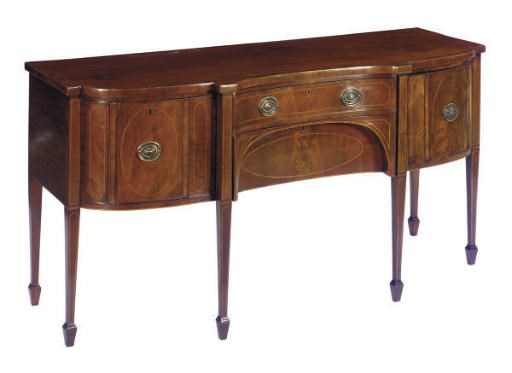 A GEORGE III INLAID MAHOGANY SIDEBOARD,