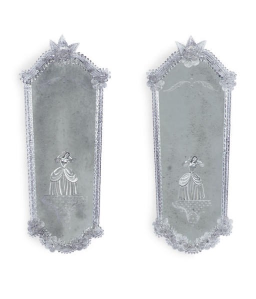 A PAIR OF VENETIAN ETCHED GLASS MIRRORS,