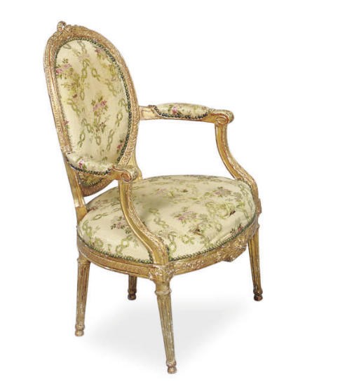 A LOUIS XVI GILTWOOD FAUTEUIL,