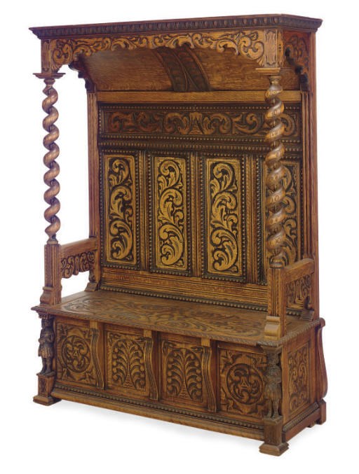 AN OAK HALL BENCH-CHEST,