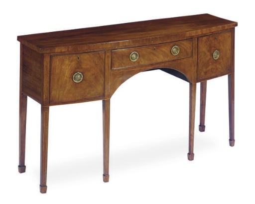 A GEORGE III MAHOGANY BOWFRONT SIDEBOARD,