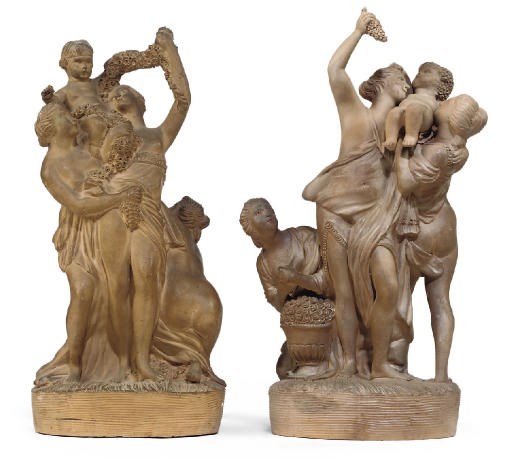 A PAIR OF TERRACOTTA GROUPS