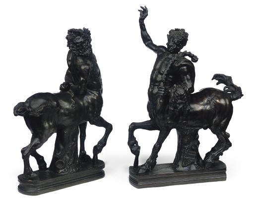 A PAIR OF ITALIAN BRONZE MODELS OF THE FURIETTI CENTAURS