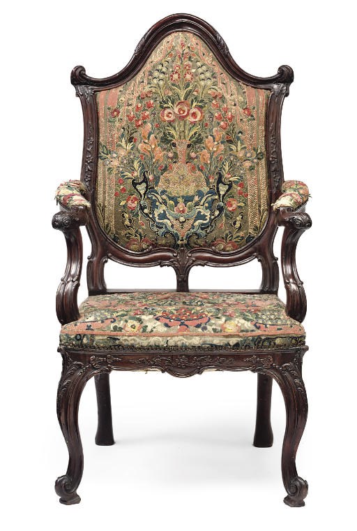 A DUTCH WALNUT ARMCHAIR