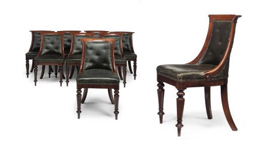 A SET OF EIGHT WILLIAM IV MAHOGANY DINING-CHAIRS