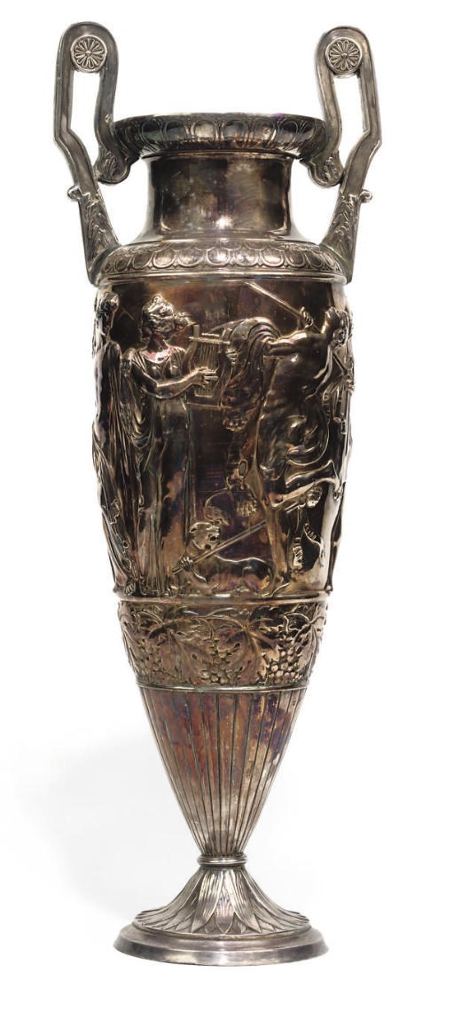 A LARGE SILVER VASE OF NEO-CLASSICAL FORM