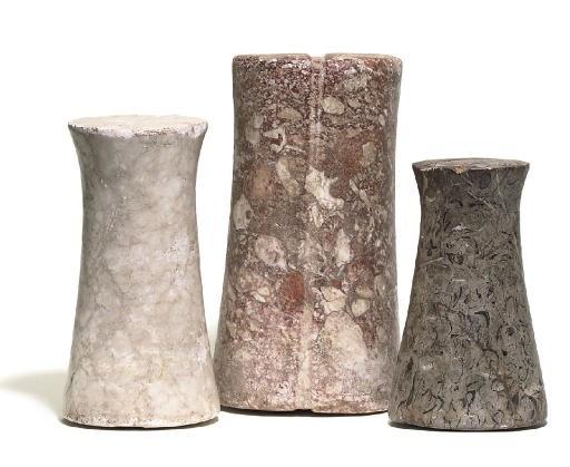 THREE BACTRIAN MARBLE CYLINDERS
